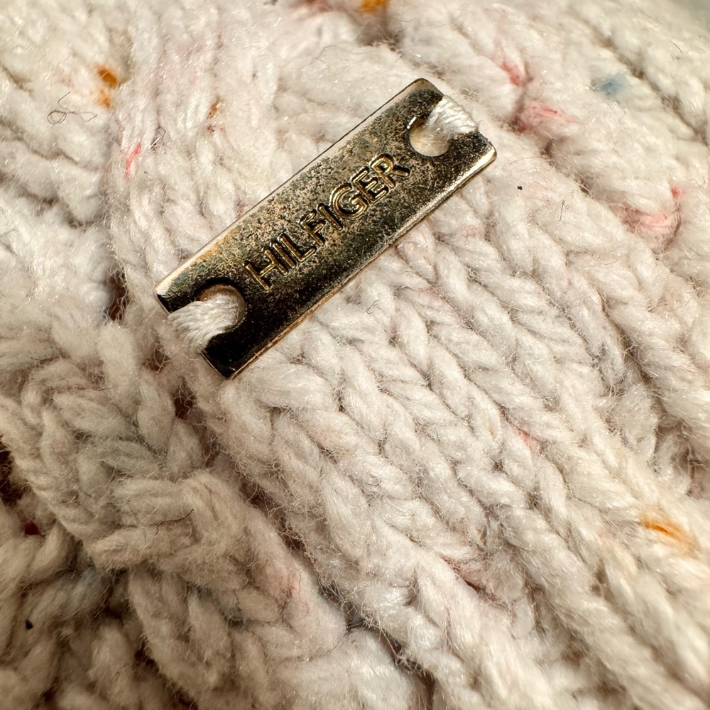 Tommy Hilfiger Cream Cable Knit Sweater Women’s Large Flecked Chunky Knit - Picture 4 of 7